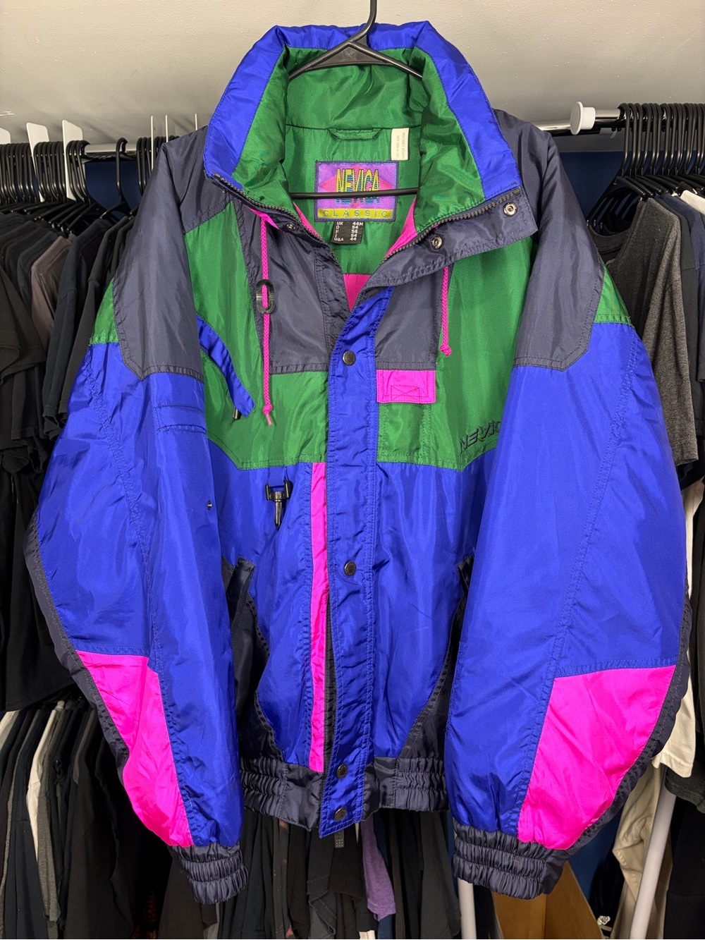 Vintage 1990’s Nevica Ski Jacket Neon Color Purple And Green Size 44